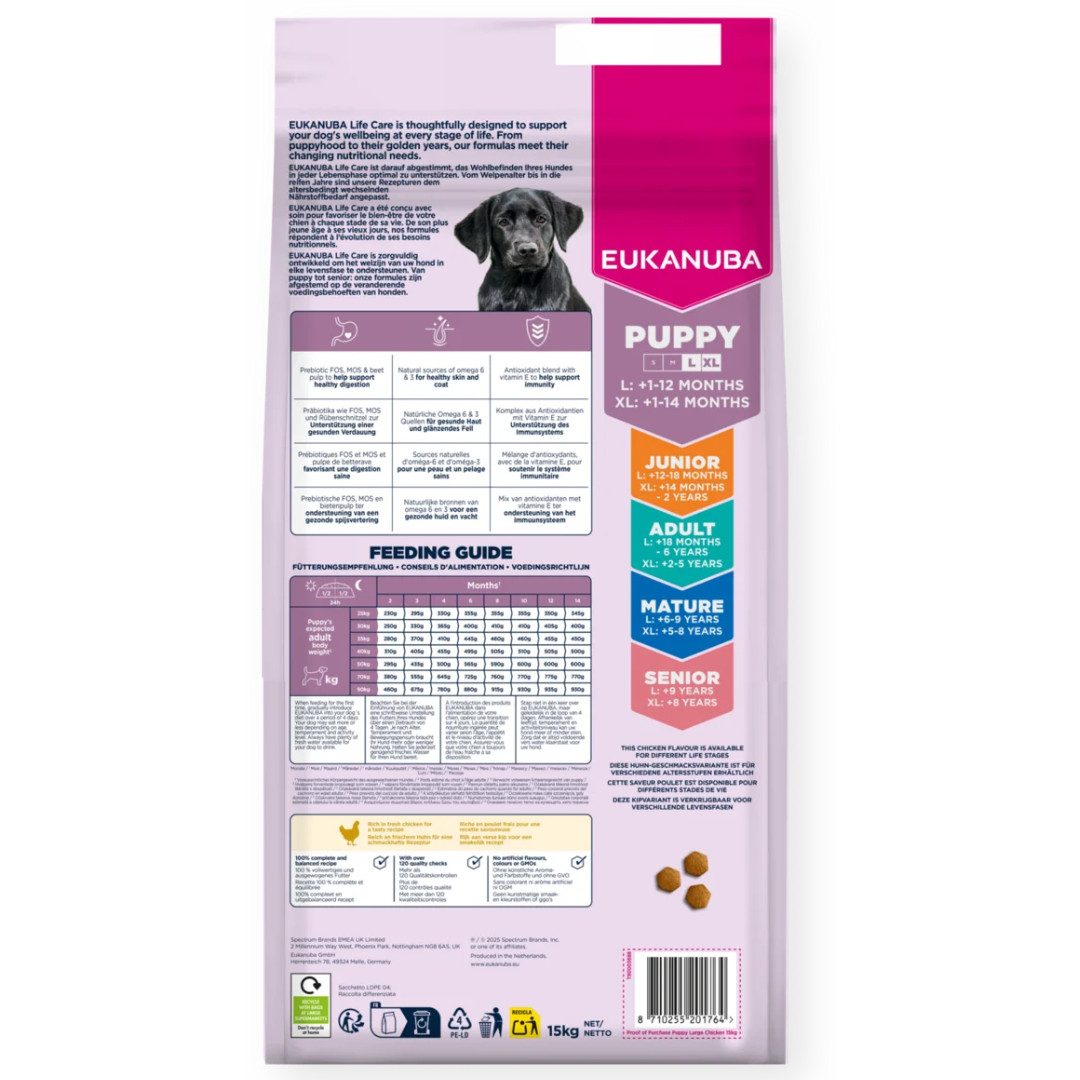 EUKANUBA Puppy L XL Rich in chicken - suché krmivo pro psy - 15kg - foto 3