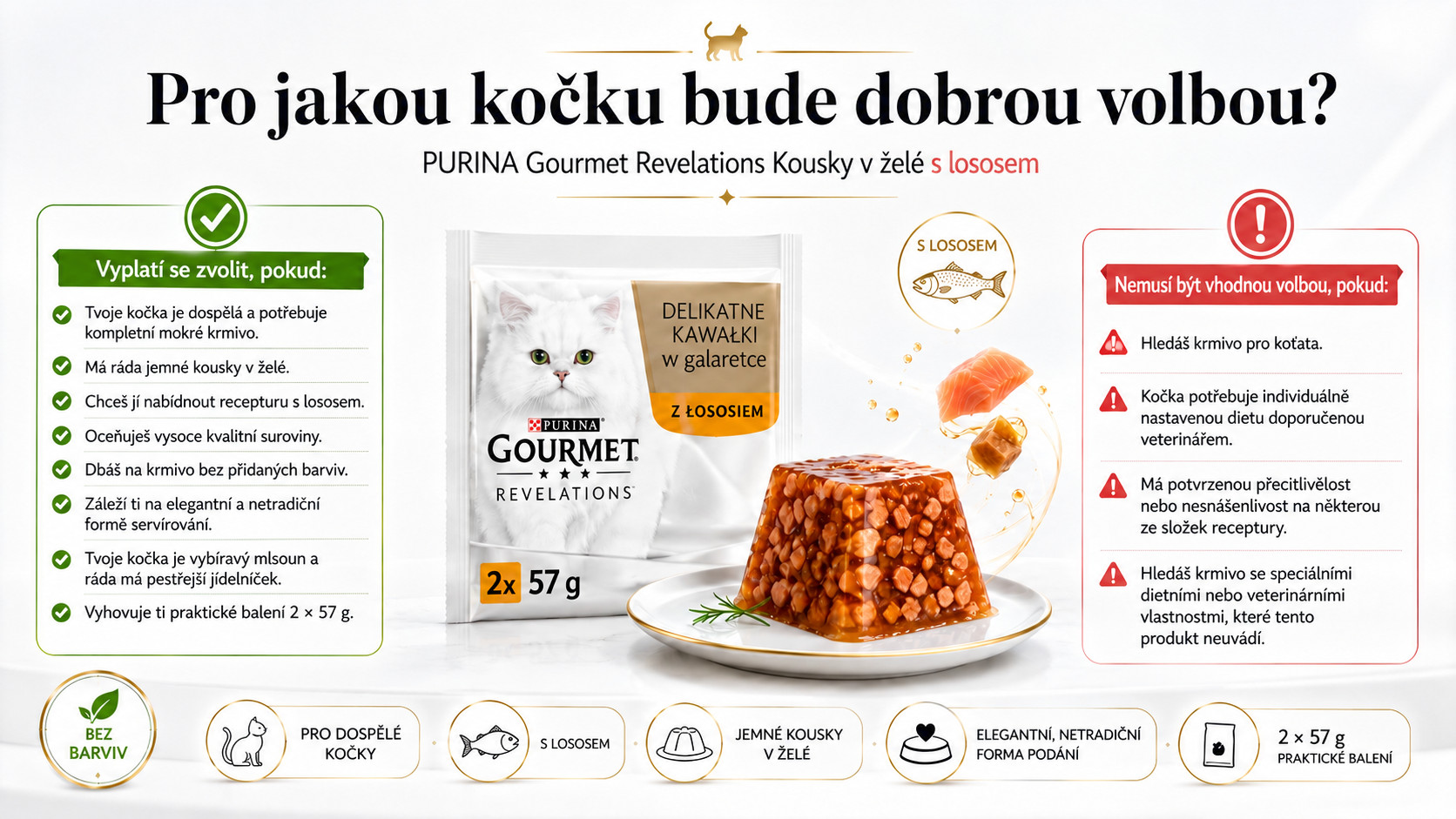 PURINA Gourmet Revelations Chunks in jelly with salmon Box - mokré krmivo pro kočky - 2x57g - foto 5