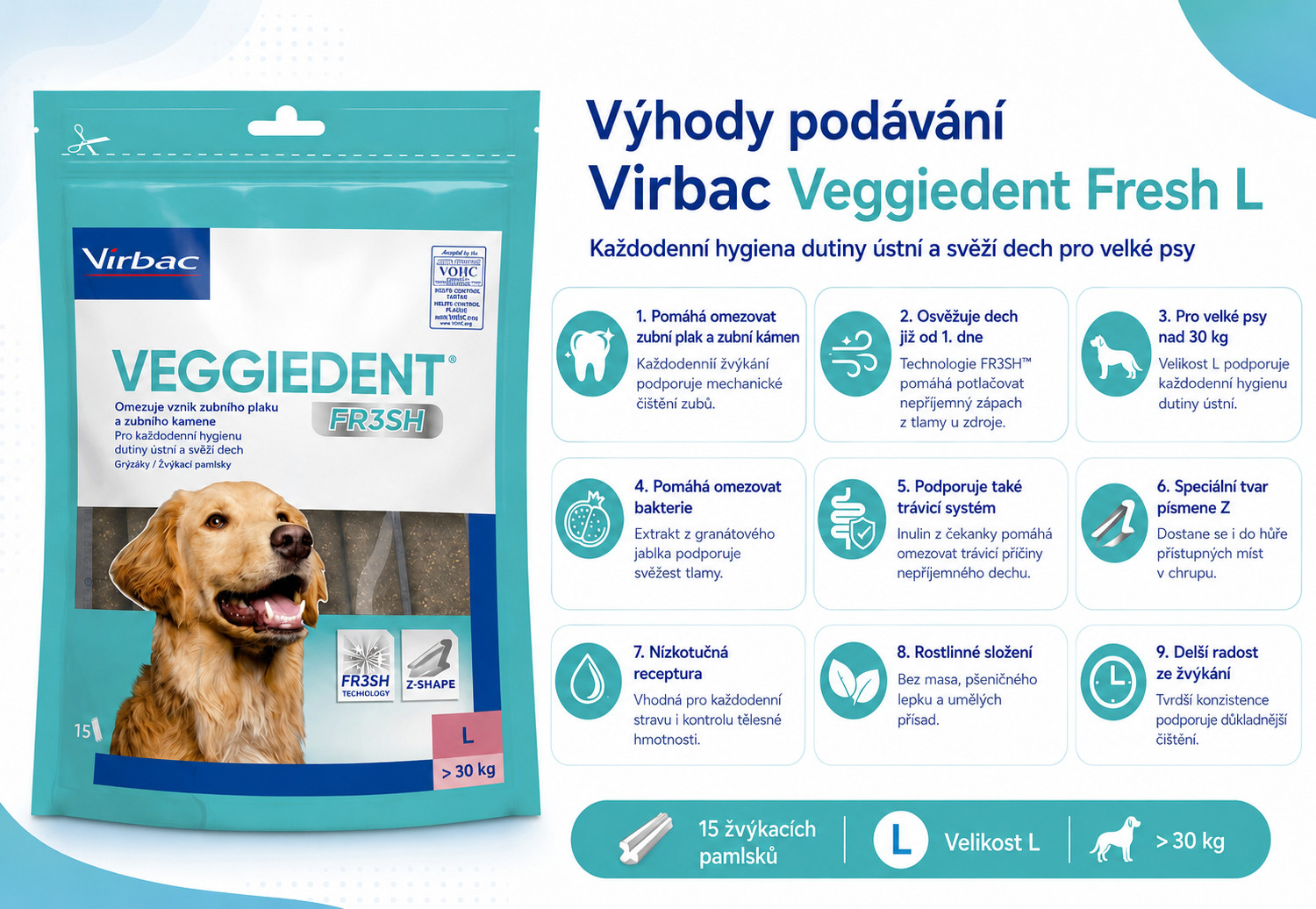 VIBRAC Veggiedent Fresh L - pamlsek pro psa - 500g - foto 1