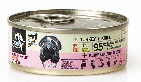 3COTY Turkey with krill Coat support - mokré krmivo pro kočky - 6x80g - foto 9