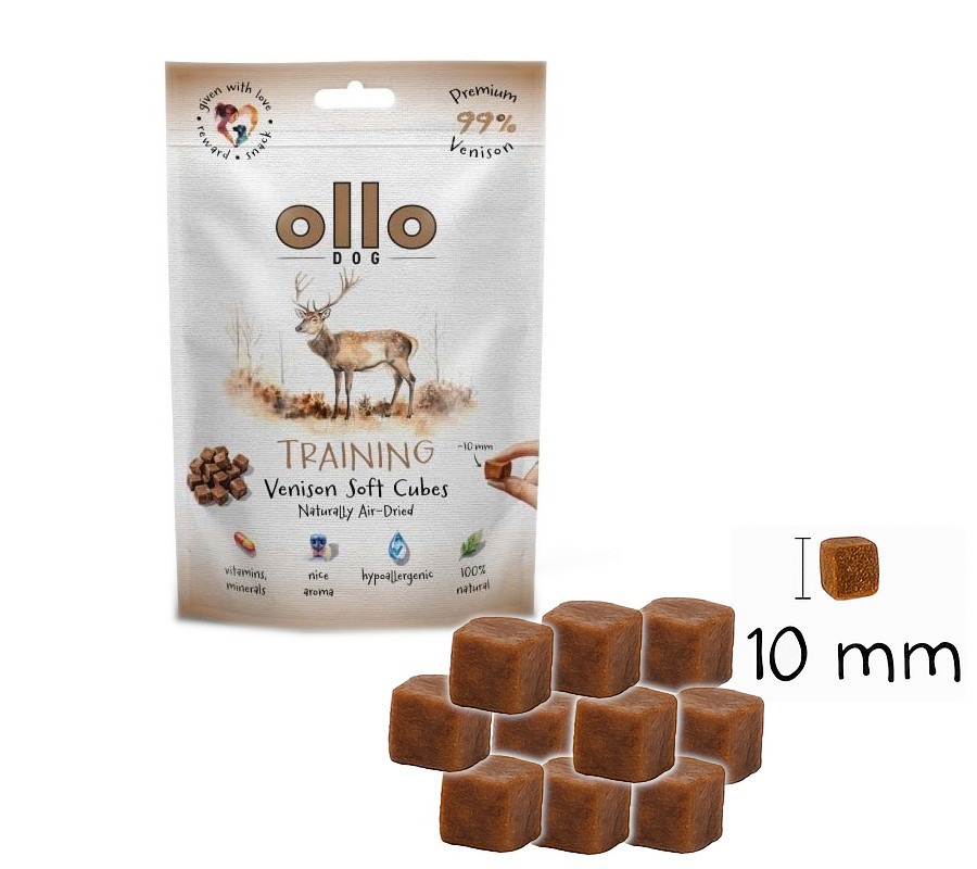 OLLO Air Dried Training Venison Cubes - pamlsek pro psa - 80g - foto 3