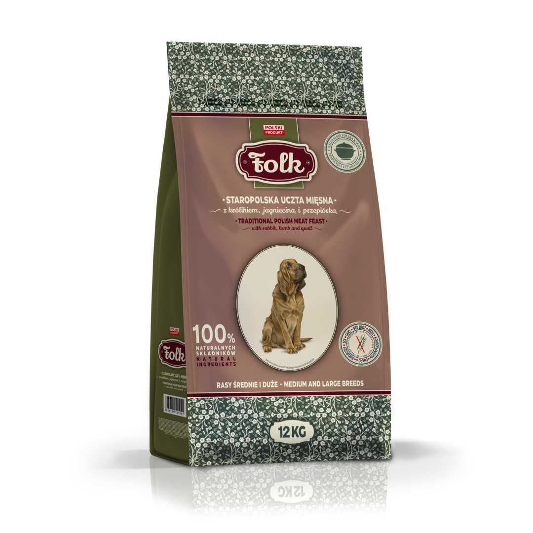 FOLK Medium and large breeds Traditional polish meat feast with rabbit, lamb and quail - suché krmivo pro psy - 12kg - foto 1
