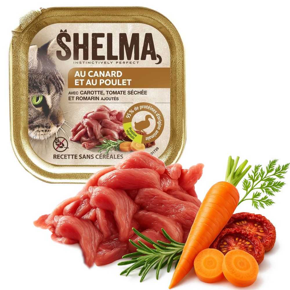 SHELMA Duck and chicken pate - mokré krmivo pro kočky - 6x100g - foto 3