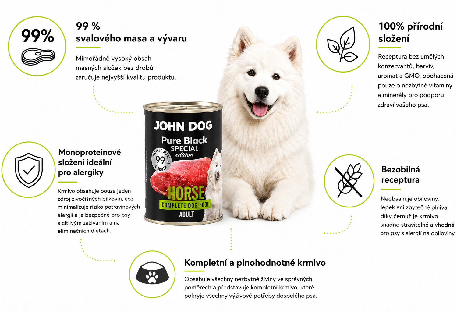JOHN DOG Pure Black Special Edition Mono Horse - vlhké krmivo pro psy - 400g - foto 1