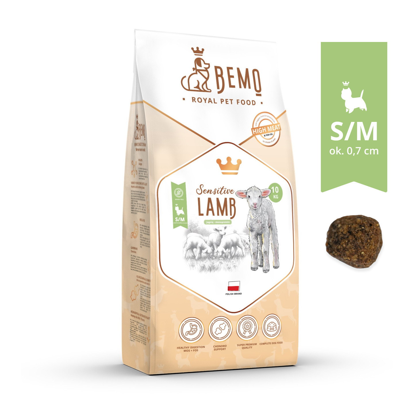BEMO Sensitive Lamb Small/Medium Mono - suché krmivo pro psy - 10kg - foto 1