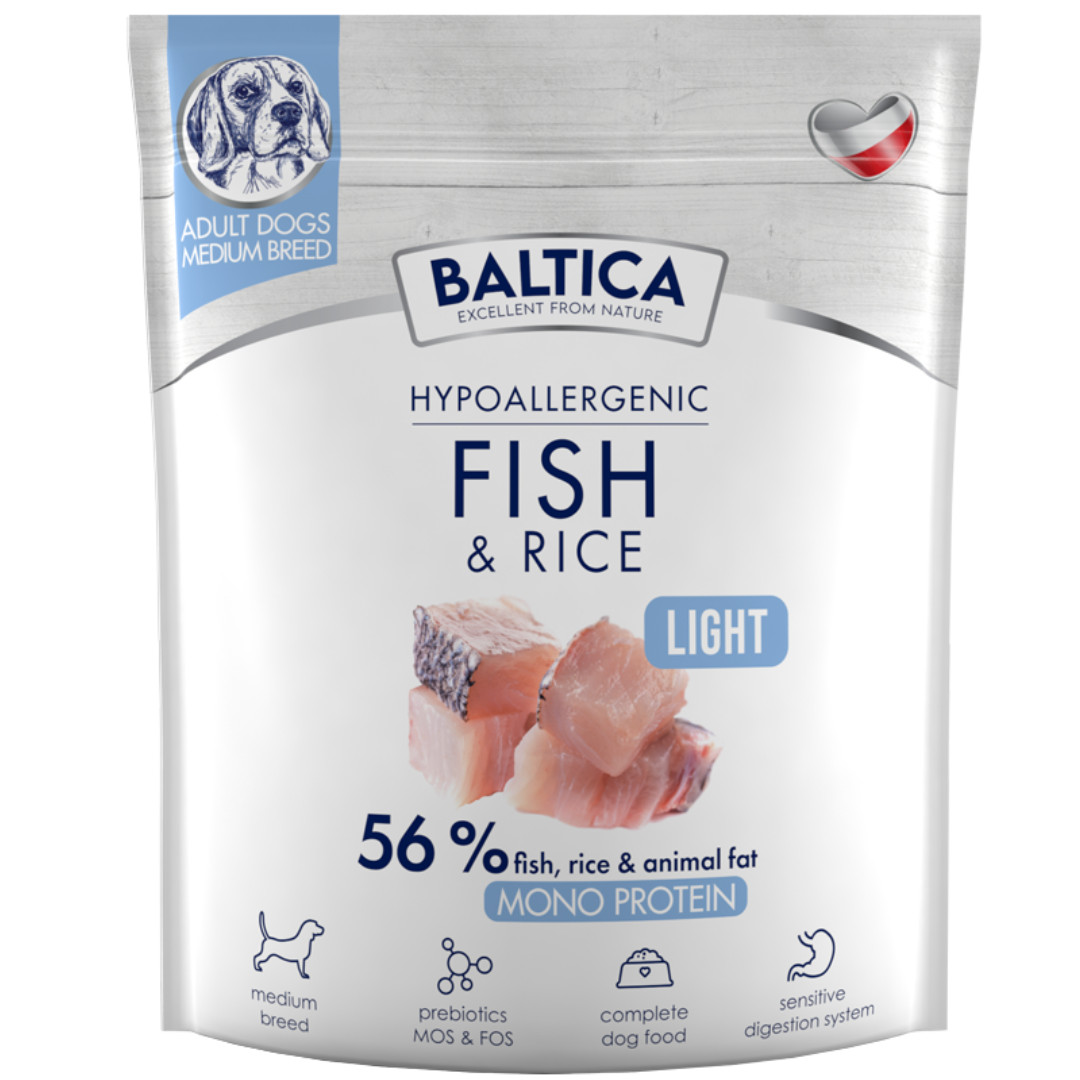 BALTICA Nutraceutic Hypoallergenic Light M Mono Fish with rice - suché krmivo pro psy - 1kg - foto 1