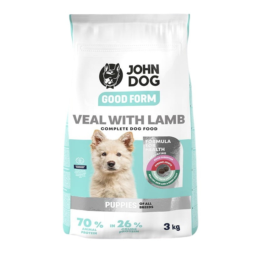 JOHN DOG Junior Good Form Veal with lamb - suché krmivo pro psy - 3kg - foto 1