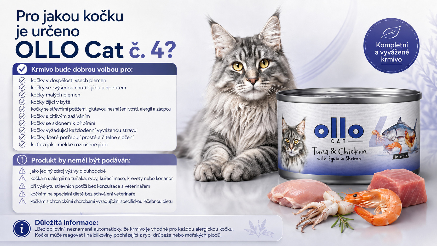 OLLO Cat nr 4 Tuna & Chicken with squid & shrimp in broth - mokré krmivo pro kočky - 70g - foto 6