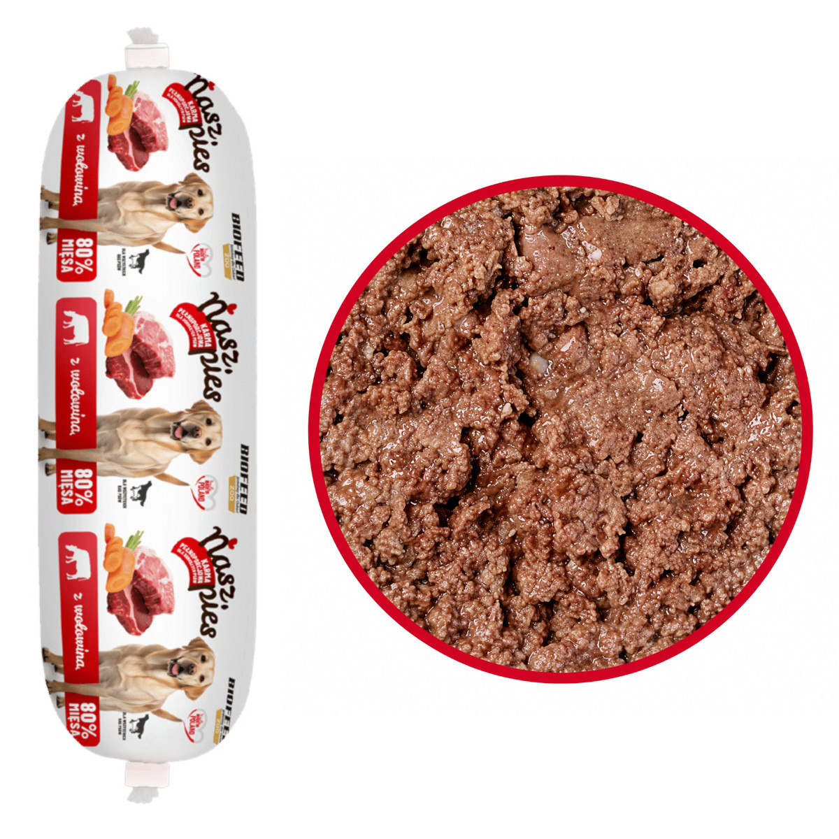 BIOFEED Nasz Pies Salám Mix 2 příchutí – mokré krmivo pro psy – 29x1 kg - foto 4