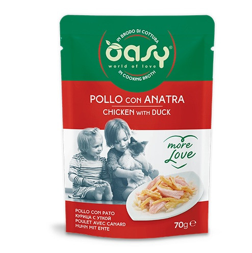 OASY More Love Chicken with duck - mokré krmivo pro kočky - 70g - foto 1