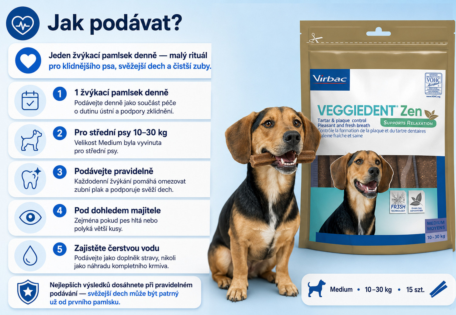 VIRBAC Veggiedent Zen M - psí pamlsek - 15 ks - foto 2