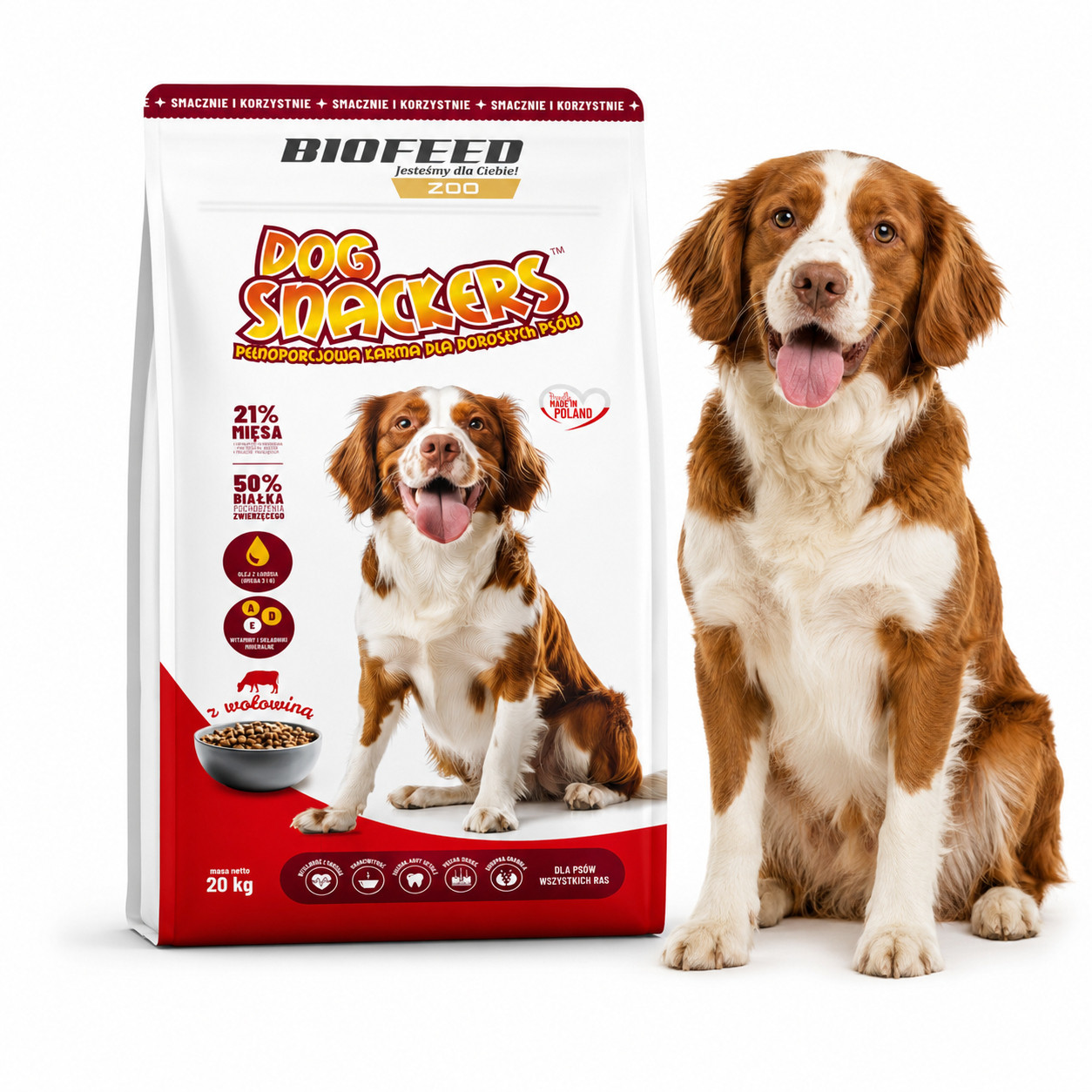 BIOFEED Dog Snackers Adult medium & large Beef - suché krmivo pro psy - 20kg - foto 2