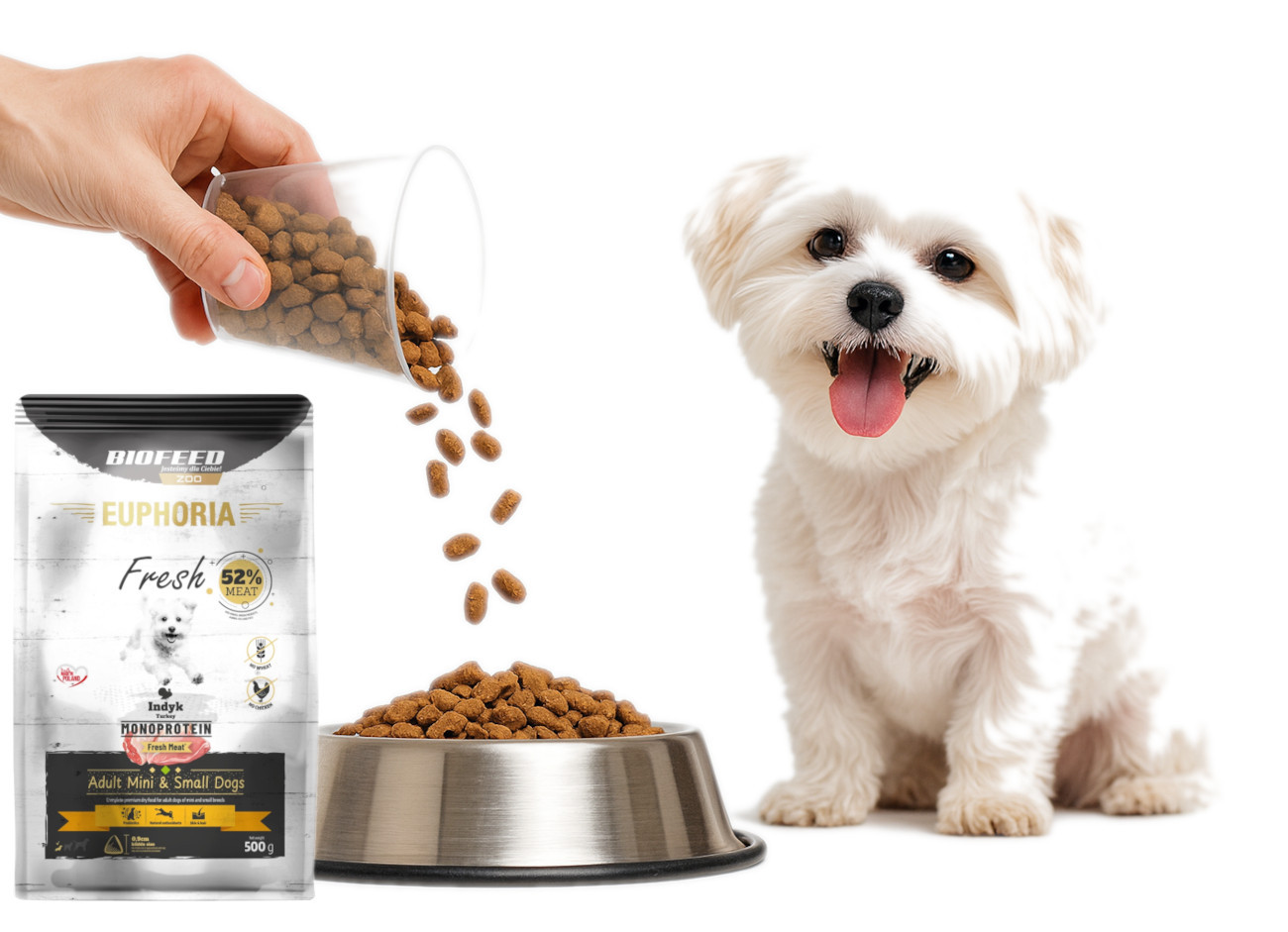 EUPHORIA Fresh Adult Monoprotein Turkey XS/S - suché krmivo pro psy - 500g - foto 7