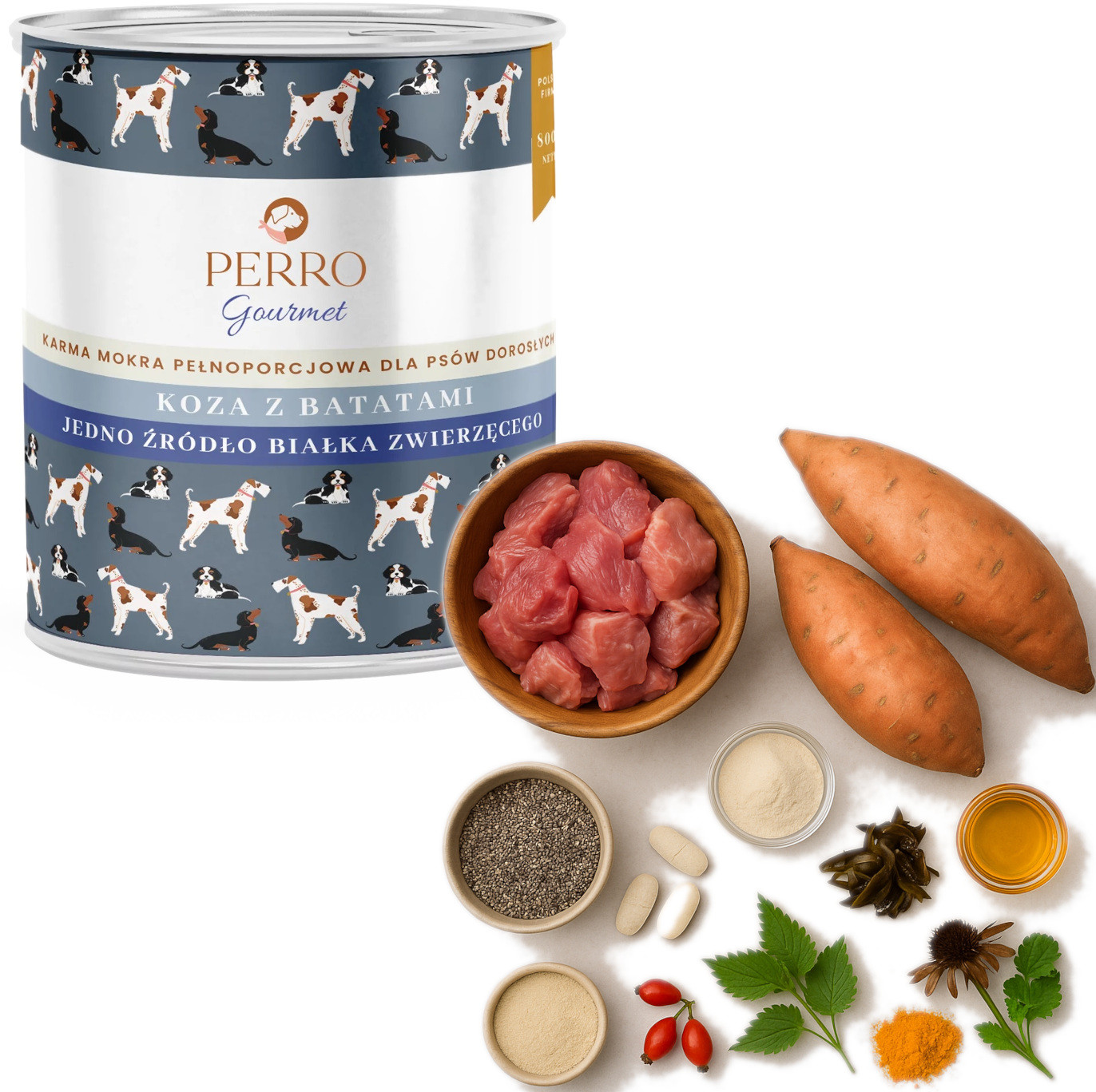 PERRO Gourmet Goat with sweet potatoes - vlhké krmivo pro psy - 800g - foto 4