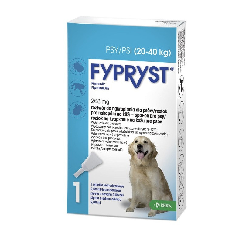 FYPRYST 268mg L (20-40kg) - kapky proti blechám a klíšťatům pro psy – 1x2,68ml - foto 1
