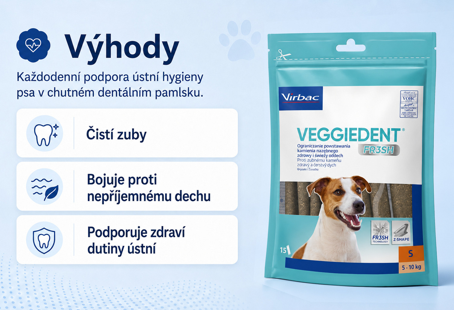 Veggiedent Fresh S (5–10 kg) – pamlsek pro psy – 456 g - foto 1
