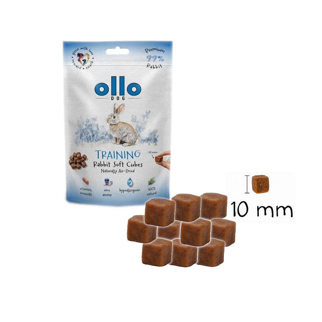OLLO Air Dried Training Rabbit Cubes - pamlsek pro psa - 80g - foto 3