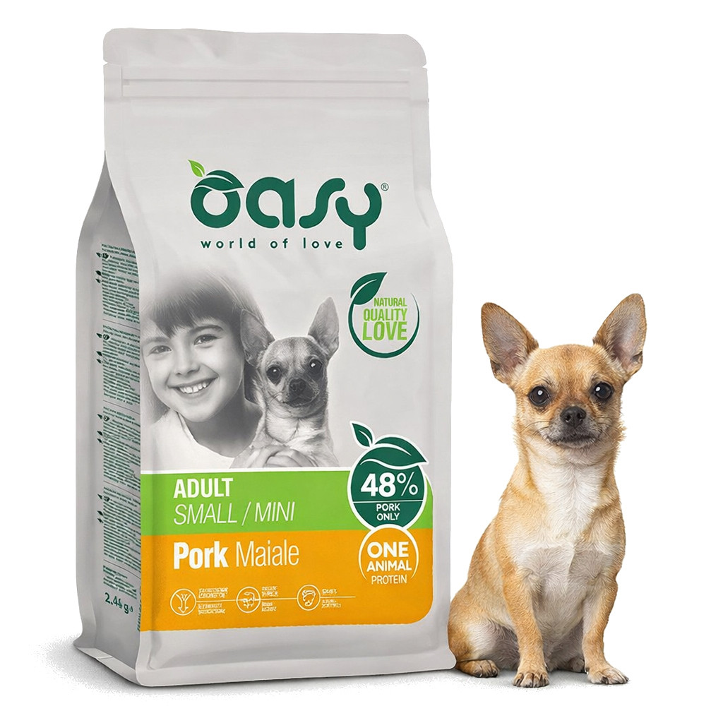 OASY One Animal Protein Adult Small/Mini Pork - suché krmivo pro psy - 2,5kg - foto 2