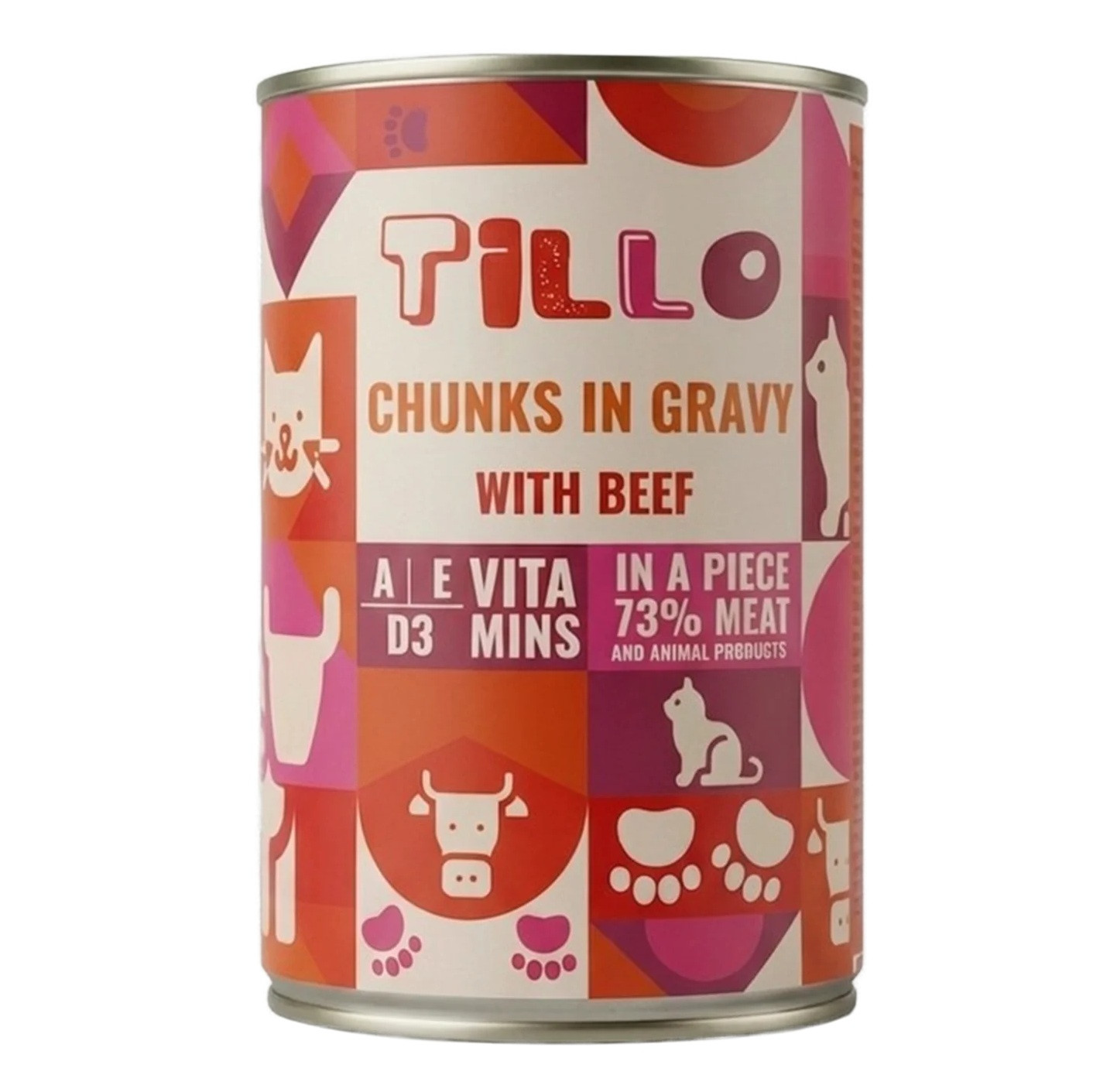 TILLO Kousky v omáčce s hovězím masem - mokré krmivo pro kočky - 12x415 g - foto 1