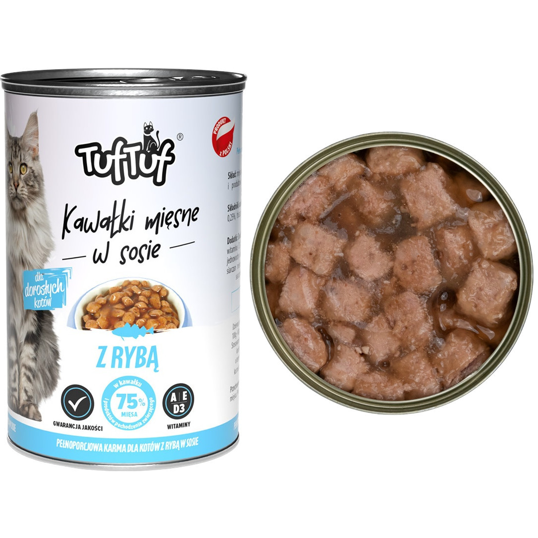Tuf Tuf masové kousky MIX příchutí - vlhké krmivo pro kočky - 6x415g - foto 1