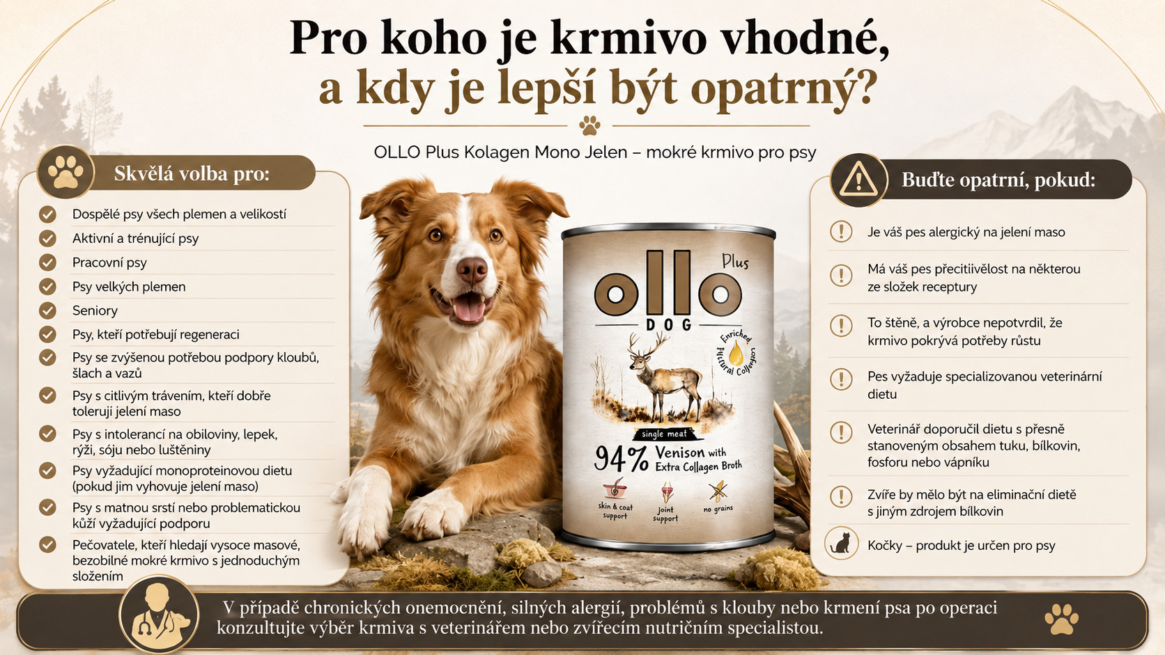 OLLO Plus Collagen Mono Deer - vlhké krmivo pro psy - 800g - foto 5