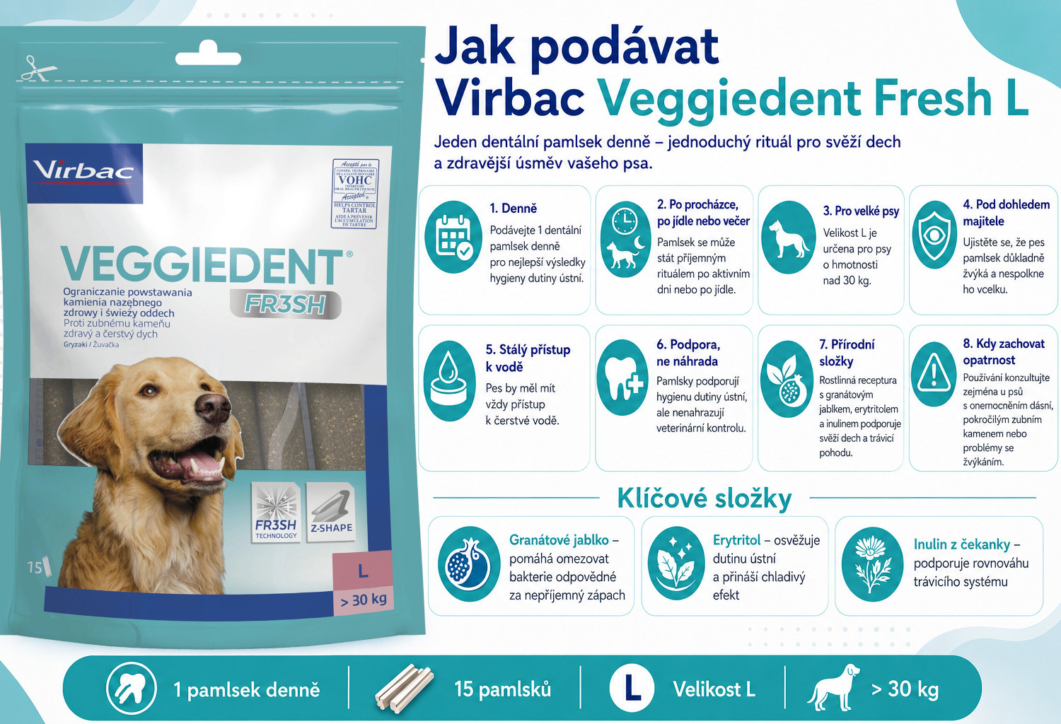 VIBRAC Veggiedent Fresh L - pamlsek pro psa - 500g - foto 2