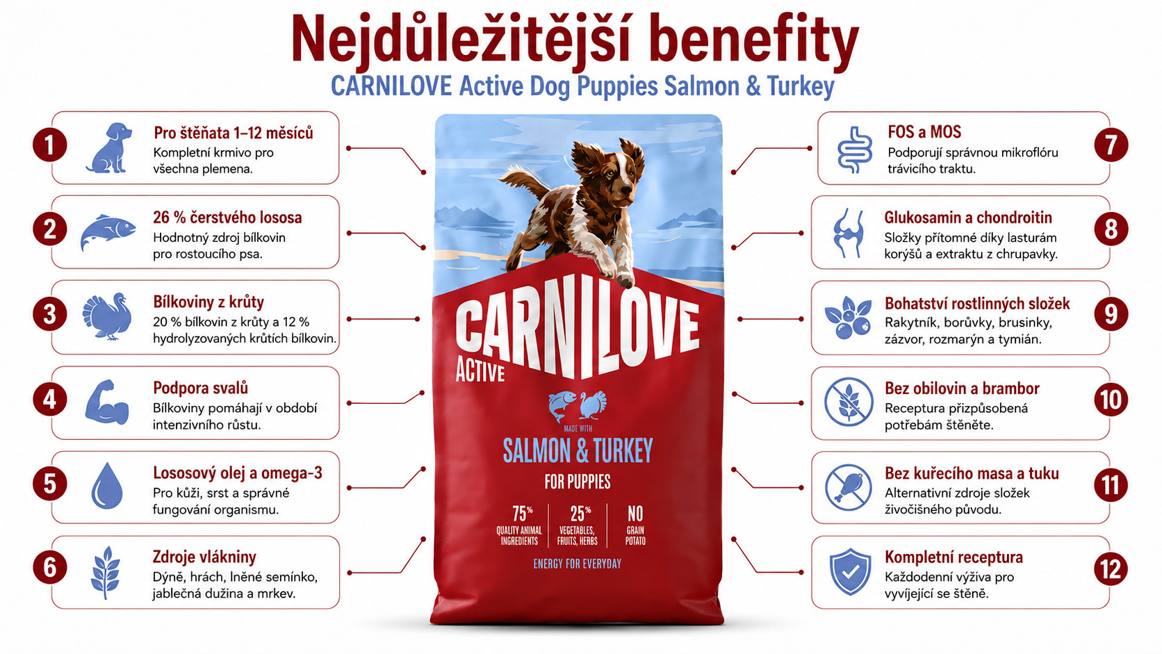 CARNILOVE Active Dog Puppies Salmon&turkey - suché krmivo pro psy - 4kg - foto 1