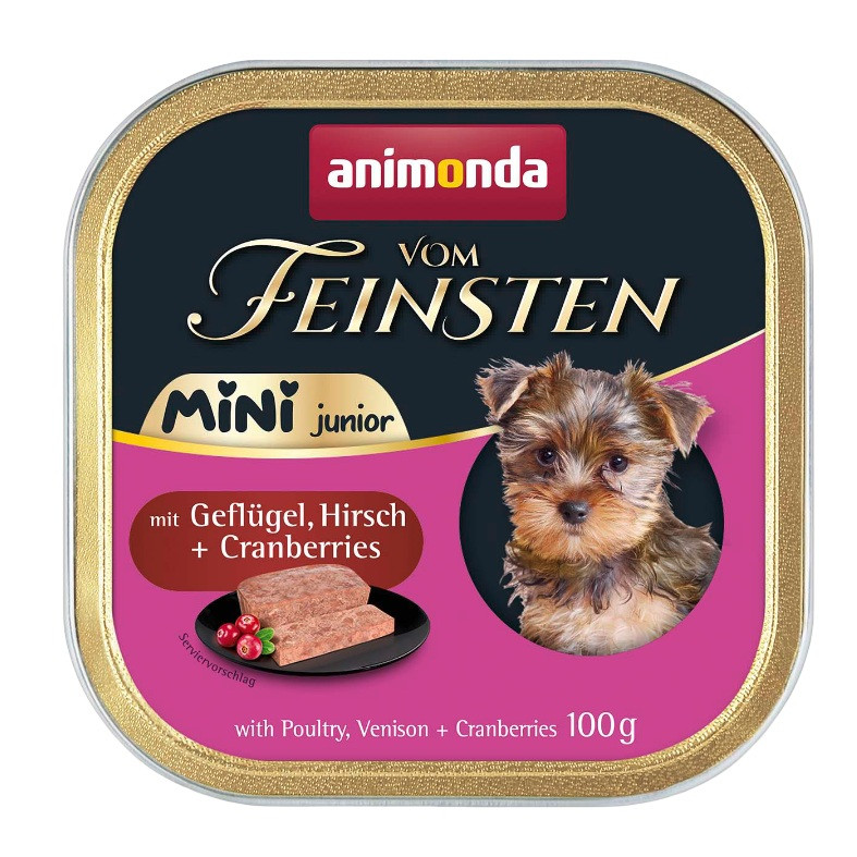 ANIMONDA Vom Feinsten Junior Mini Poultry with game and cranberries - vlhké krmivo pro psy - 100g - foto 1
