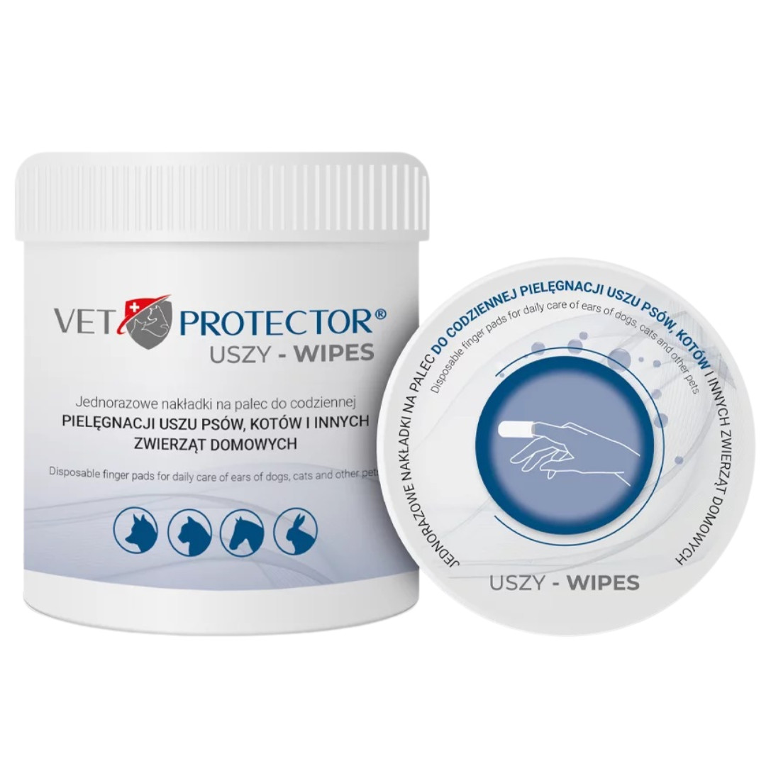 JM SANTE Vet Protector Uszy Wipes - náprstky na čištění uší pro psy, kočky a jiná zvířata – 50 ks - foto 2