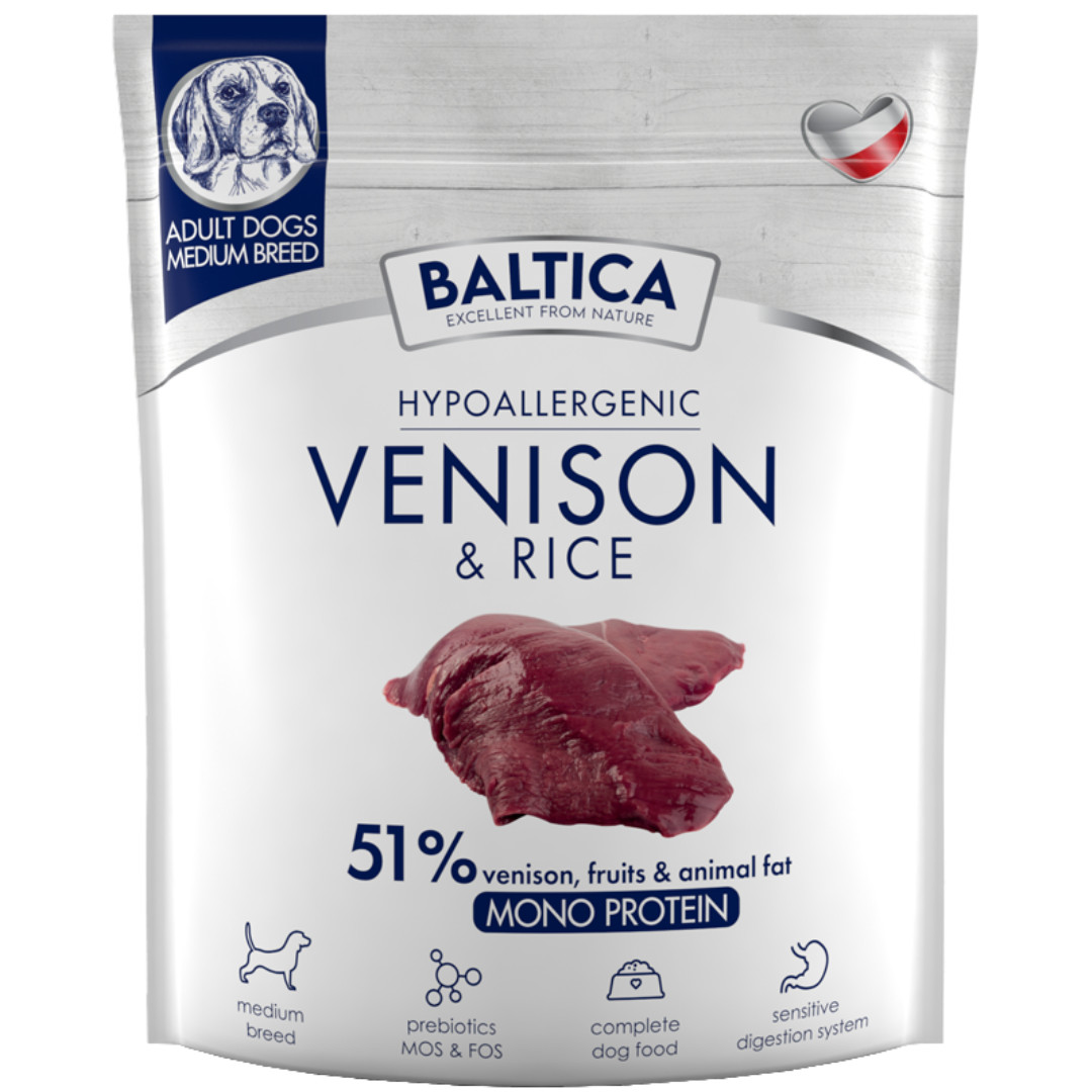 BALTICA Nutraceutic Hypoallergenic Medium breeds Mono Venison with rice - suché krmivo pro psy - 1kg - foto 1