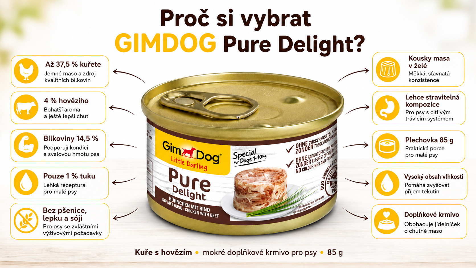 GIMDOG Little Darling Pure Delight Chicken with beef - vlhké krmivo pro psy - 85g - foto 1
