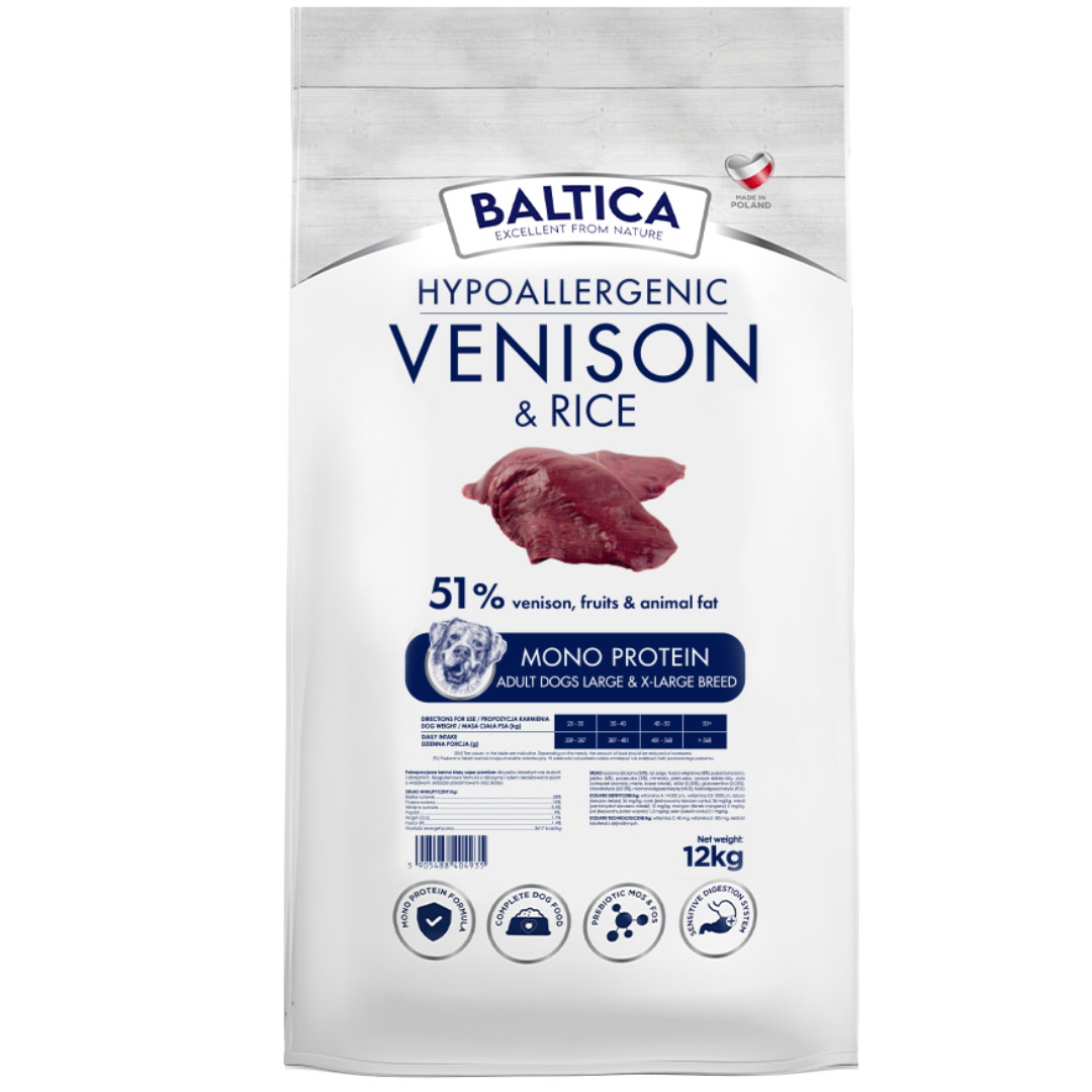 BALTICA Nutraceutic Hypoallergenic Large and X-Large breeds Mono Venison with rice - suché krmivo pro psy - 12kg - foto 1