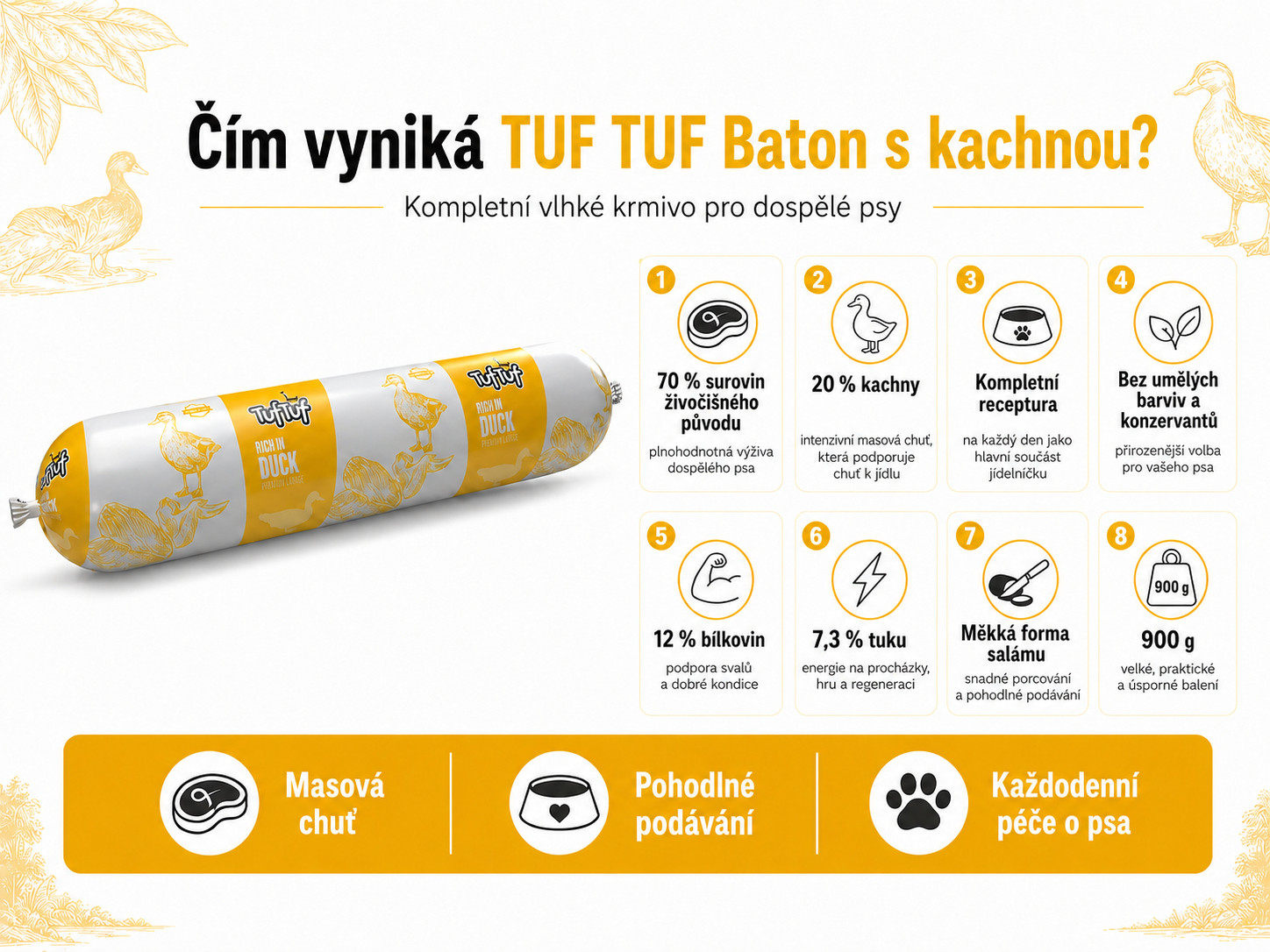 TUF TUF Duck bar - vlhké krmivo pro psy - 900g - foto 1