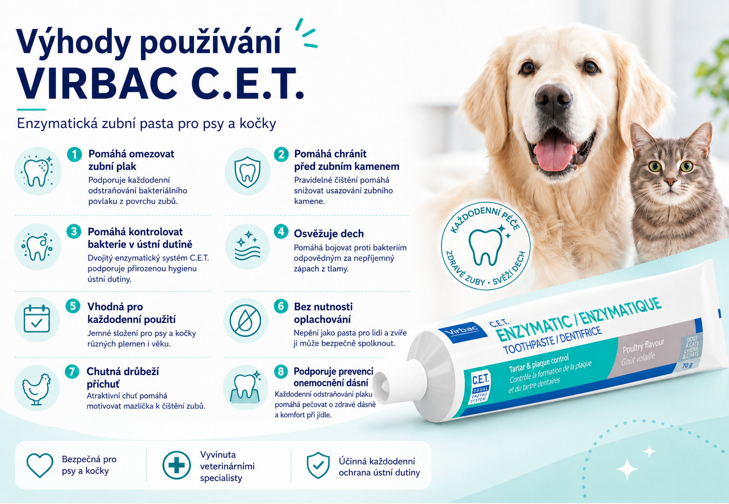 VIRBAC C.E.T. - enzymatická zubní pasta pro psy a kočky - 70 g - foto 1