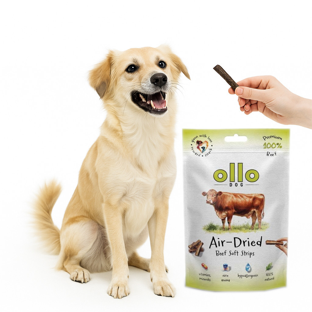 OLLO Air-Dried Beef strips - pamlsek pro psa - 80g - foto 4