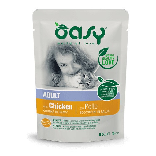OASY Chunks in gravy Chicken - mokré krmivo pro kočky - 85g - foto 1