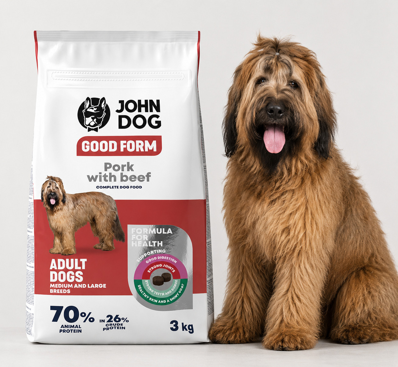 JOHN DOG Good Form Medium and large breeds Pork with beef - suché krmivo pro psy - 3kg - foto 3