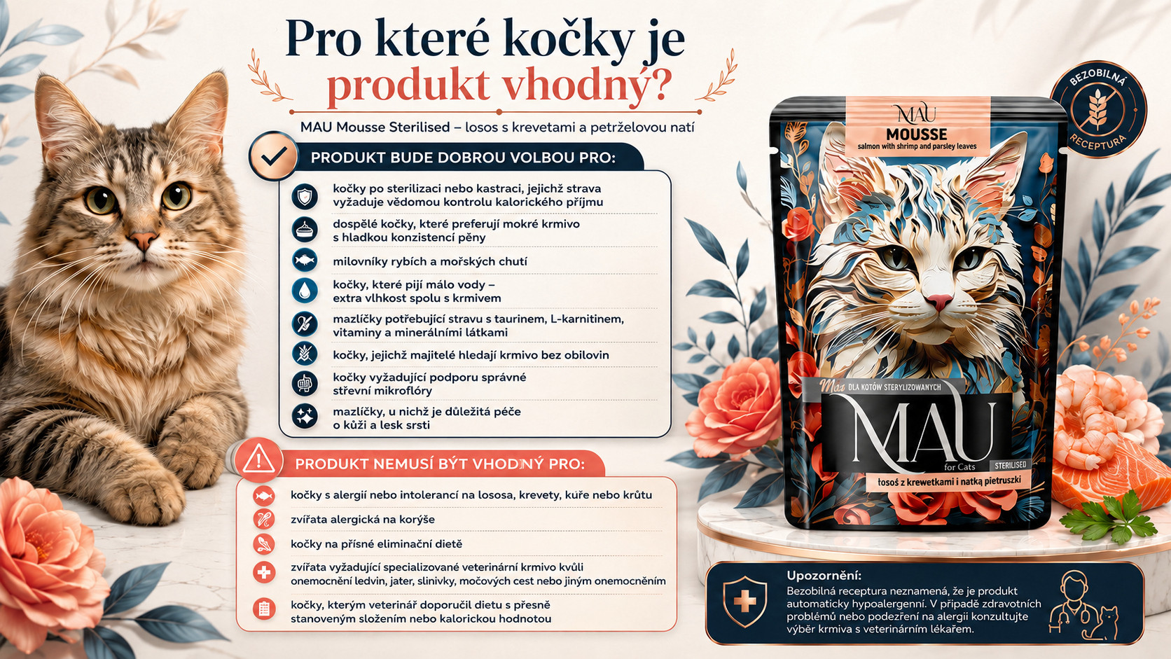 MAU Mousse Sterilised MIX příchutí - mokré krmivo pro kočku - 12x85g - foto 4