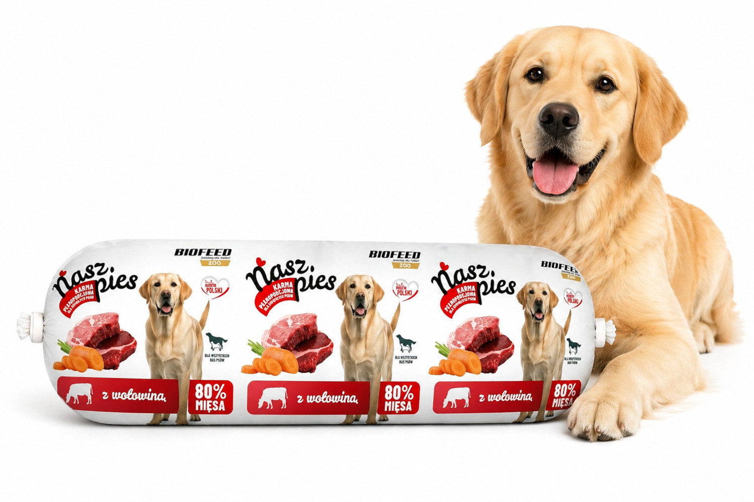 BIOFEED Nasz Pies Salám Mix 2 příchutí – mokré krmivo pro psy – 29x1 kg - foto 6