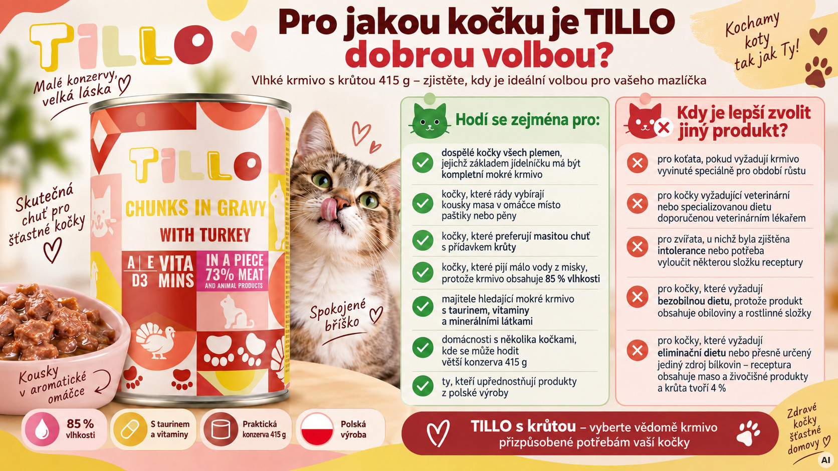 TILLO Kousky v omáčce s jehněčím masem - mokré krmivo pro kočky - 6x415 g - foto 8
