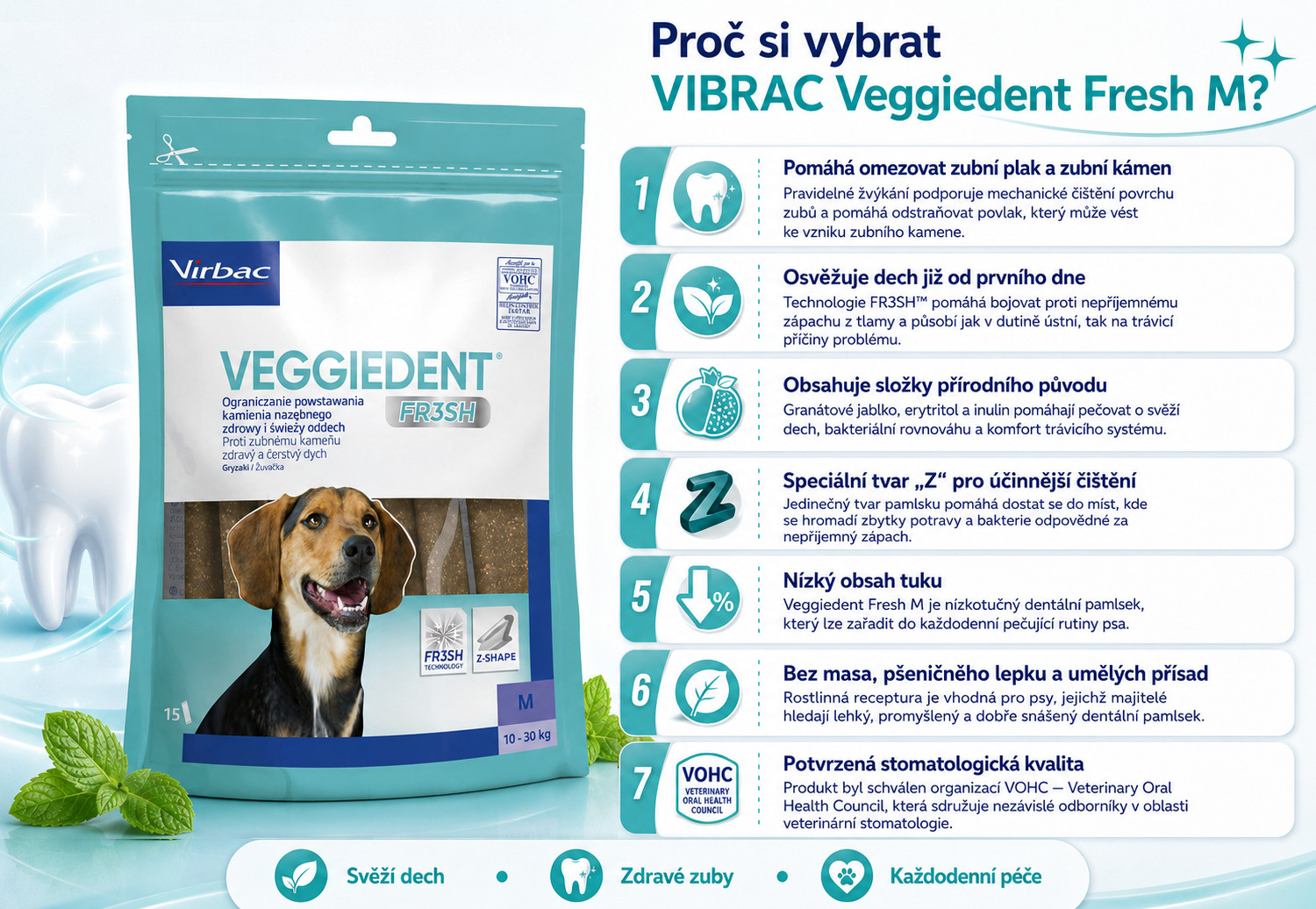 VIBRAC Veggiedent Fresh M - pamlsek pro psa - 352,5g - foto 1