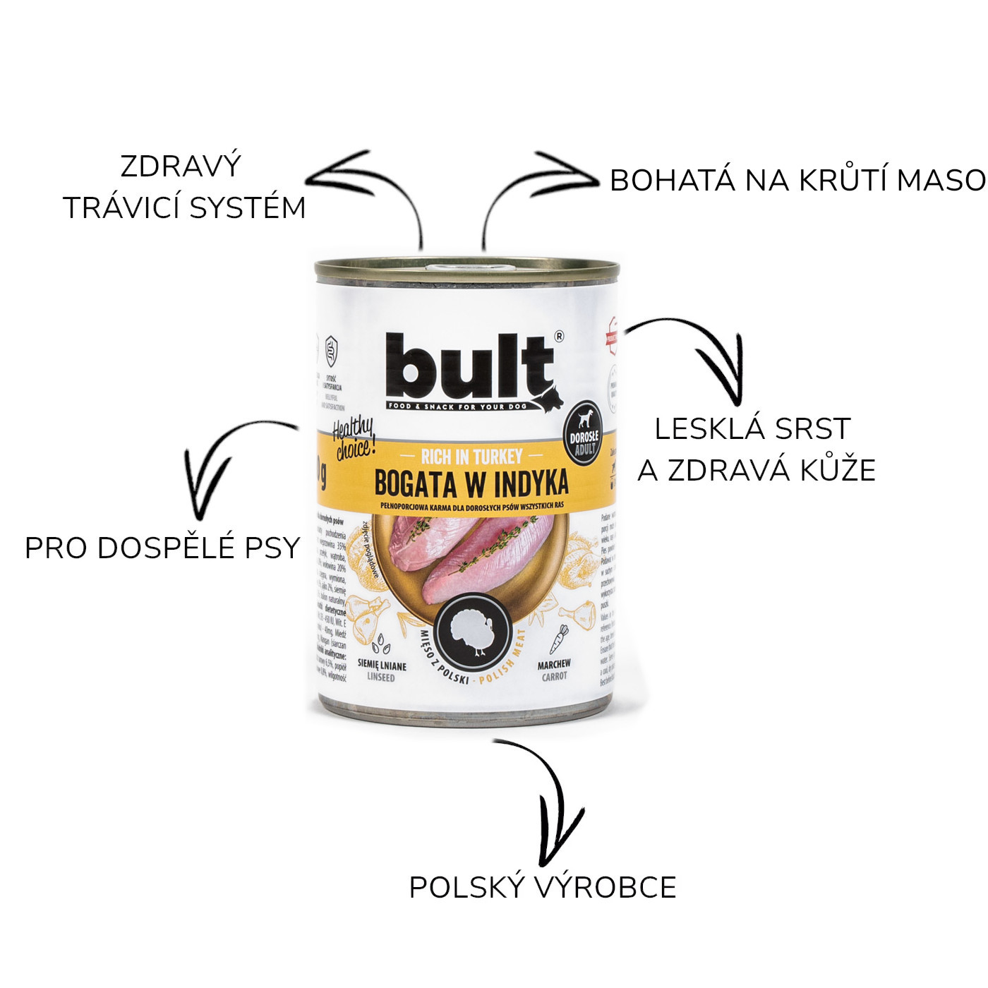 BULT MIX příchutí – mokré krmivo pro psy – 12×400 g - foto 4