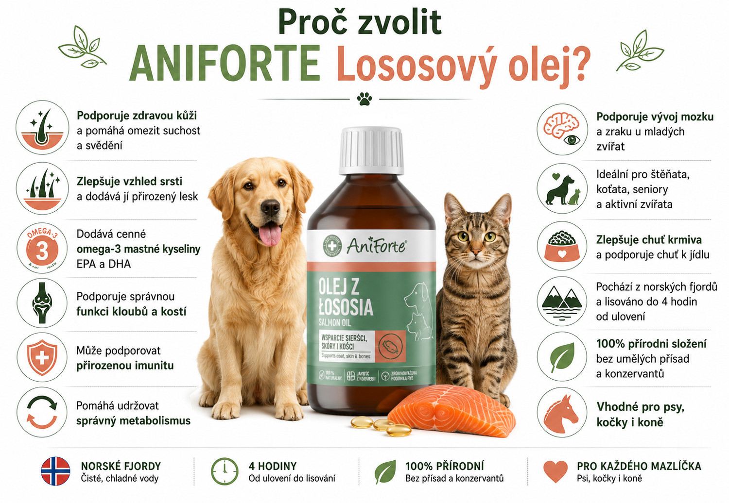 ANIFORTE Salmon oil - doplňky stravy pro psy a kočky - 250ml - foto 1