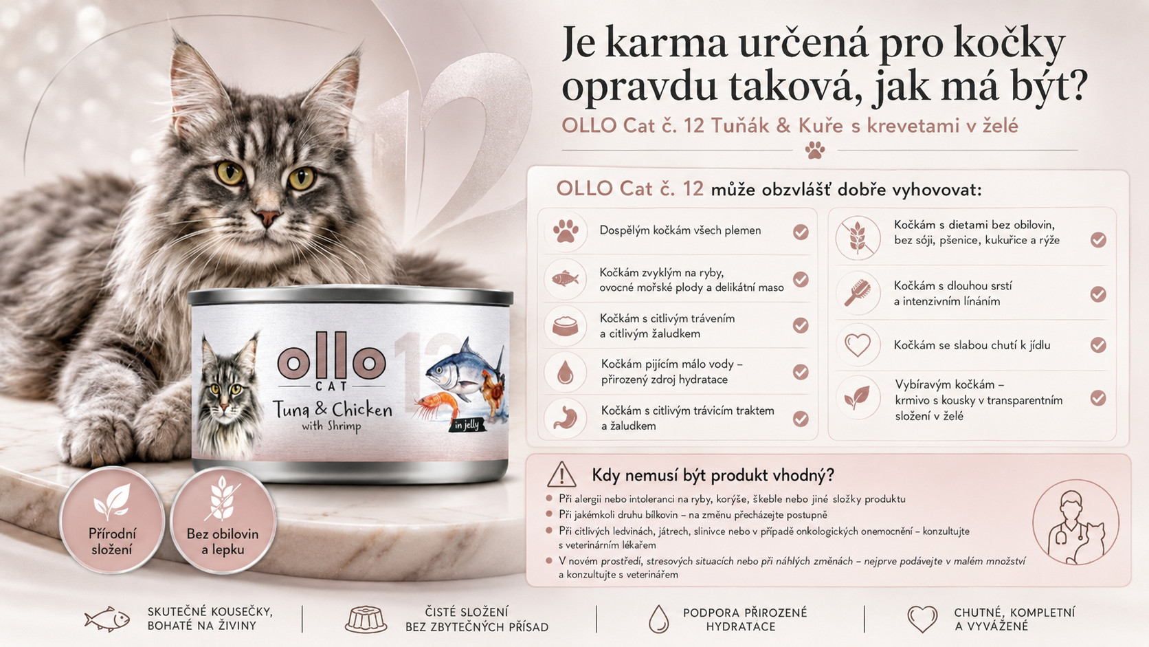 OLLO Cat nr 12 Tuna & Chicken with shrimp in jelly - mokré krmivo pro kočky - 70g - foto 6