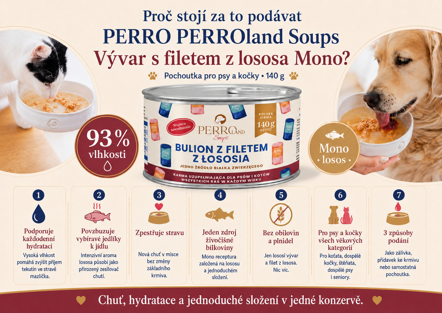 PERRO PERROland Soups Broth with salmon fillet Mono - pamlsek pro psy a kočky - 140 g - foto 1