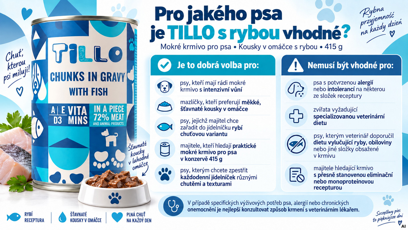 TILLO Kousky v omáčce Mix 5 příchutí - mokré krmivo pro psy - 5x415g - foto 6