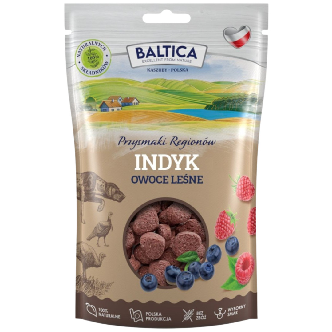 BALTICA Przysmaki regionów Mono Turkey with forest fruits - pamlsek pro psa - 100g - foto 1