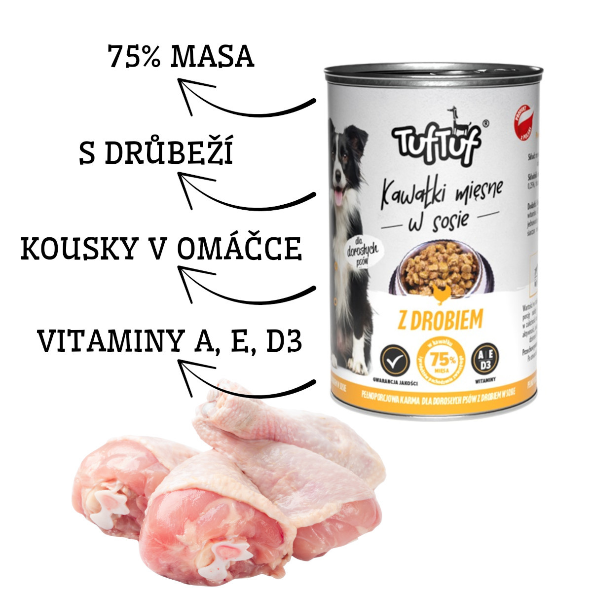 TUF TUF Masové kuličky s drůbeží - vlhké krmivo pro psy - 12x415g - foto 2
