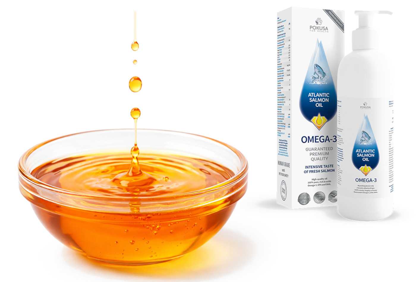 POKUSA RawDietLine Atlantic Salmon Oil - doplňky stravy pro psy a kočky - 300ml - foto 3