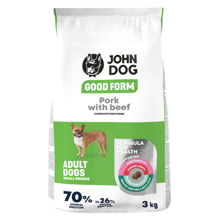 JOHN DOG Good Form Small breeds Pork with beef - suché krmivo pro psy - 3kg - foto 1